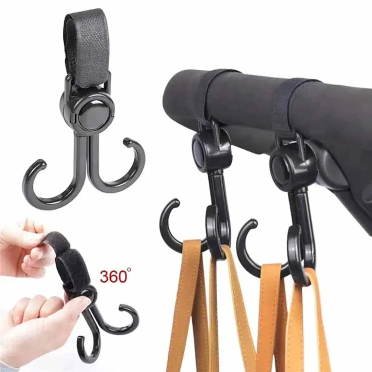 Travel Accessories With Baby - Rotatable Double Hooks Baby Stroller Travel