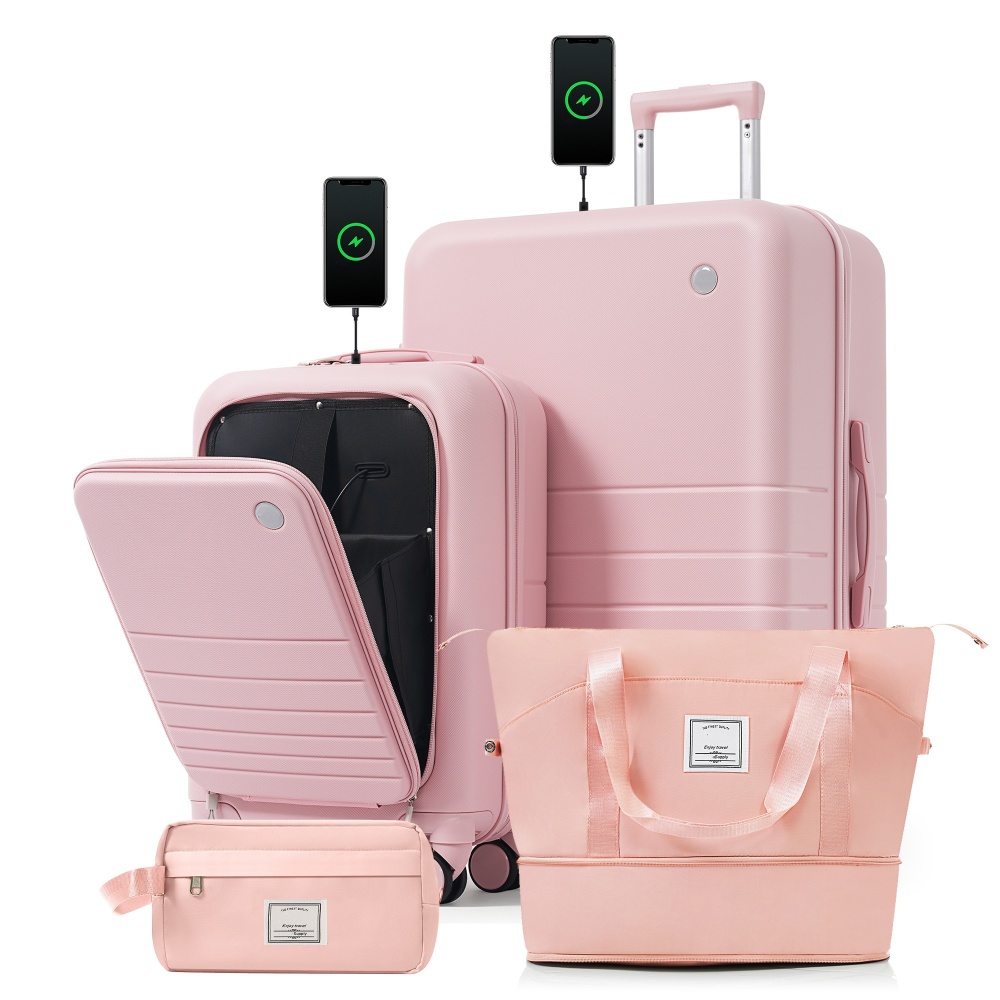 Toiletry Bag Tsa - 4-Piece Luggage Set with USB Charging