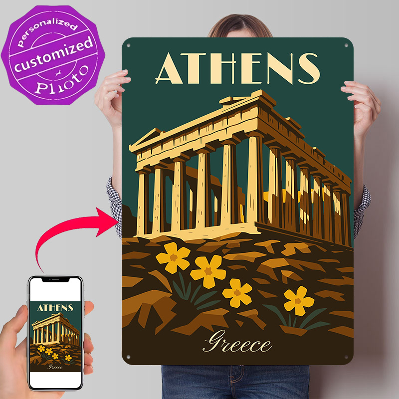 Travel Accessories Greece - Athens Greece Retro Travel Metal Poster