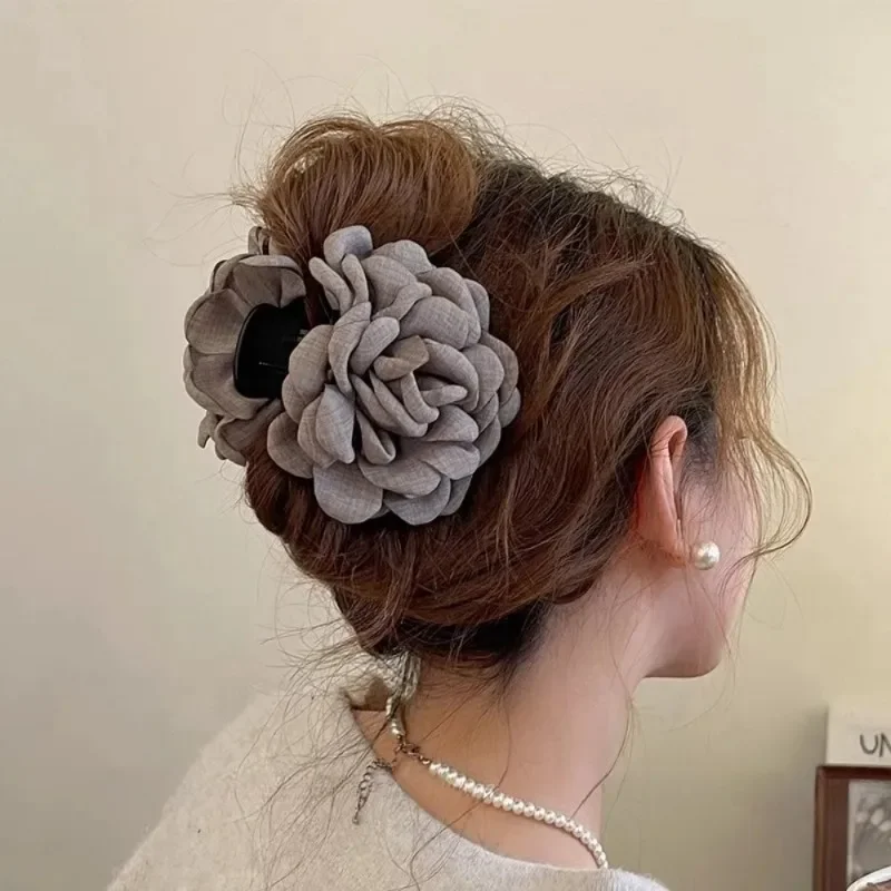 Travel Accessories Girls - French Fabric Rose Flower Hair Claw
