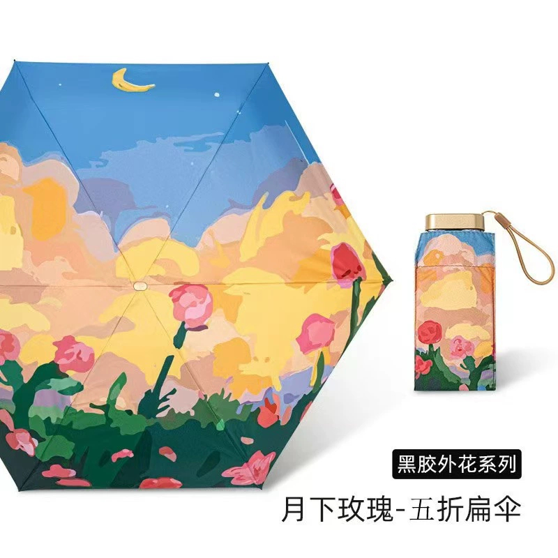 Oil Painting Style UPF50+ Sun  - đánh giá và giá Travel Umbrella Compact