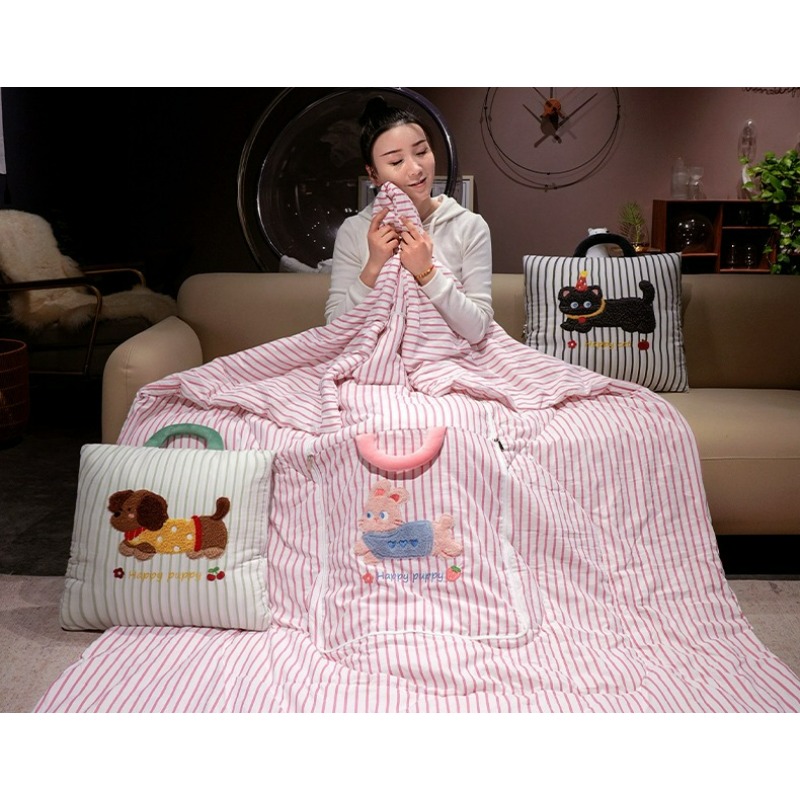 Cartoon Striped Pillow Blanket - đánh giá và giá Travel Pillow Inflatable
