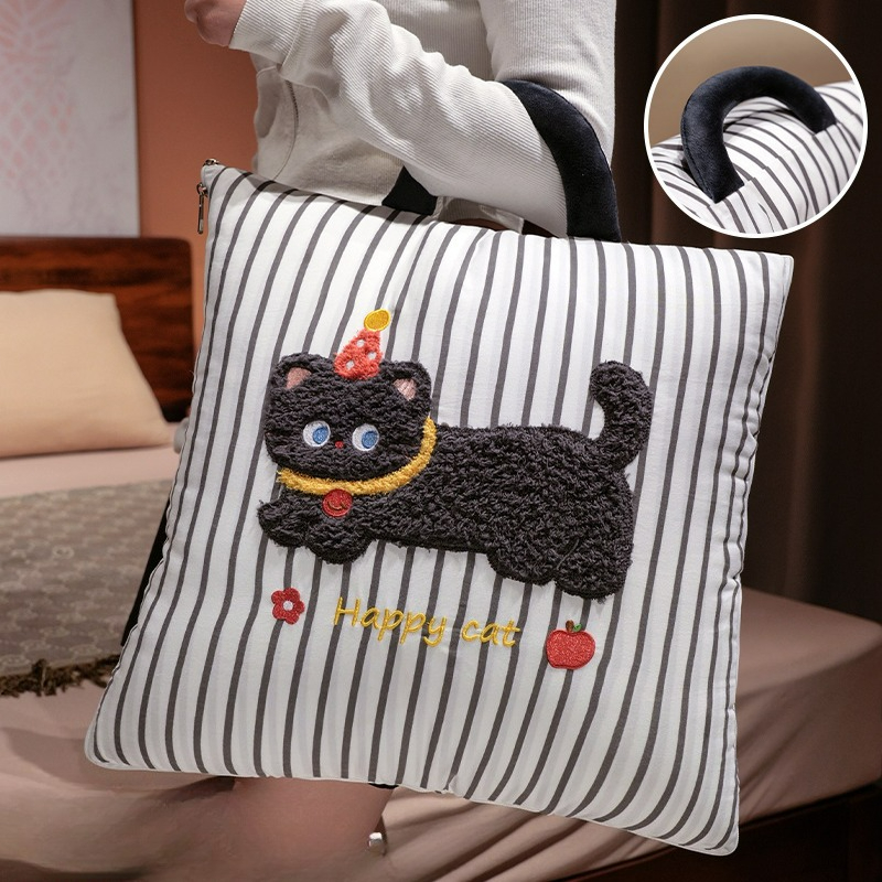 Cartoon Striped Pillow Blanket - đánh giá và giá Travel Pillow Inflatable